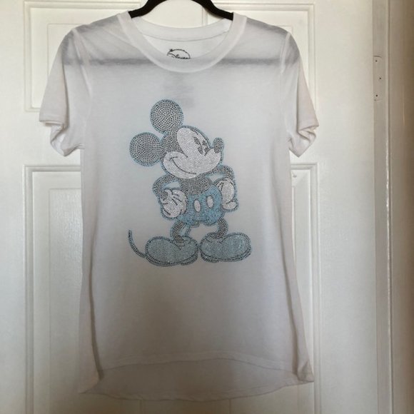 DIsney Rhinestone Mickey Hi-Lo Top- Silver, Blue, Black - Sz M - NWOT - Picture 2 of 5
